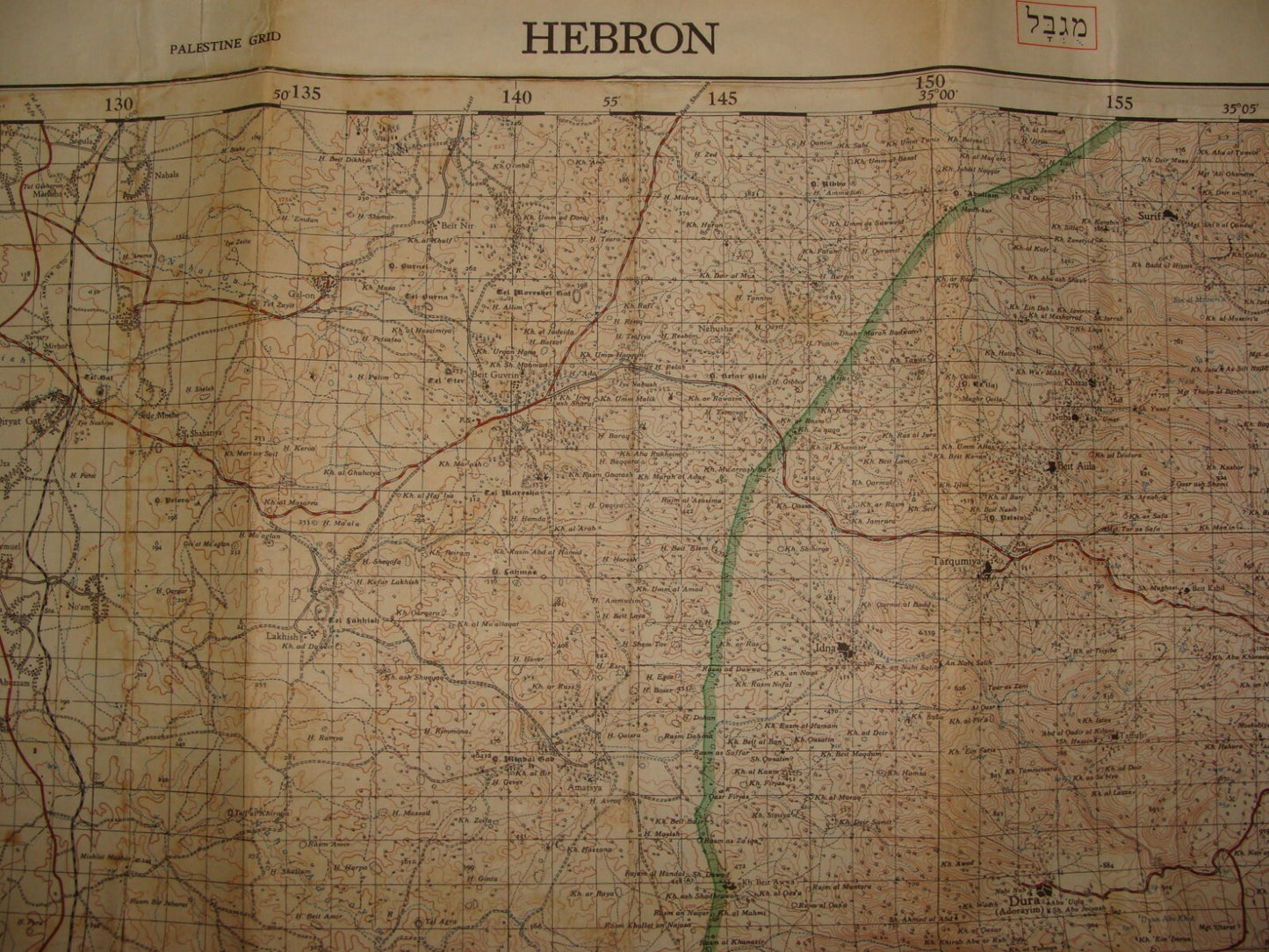 Map Palestine 1958 Israel Survey of HEBRON Hevron West Bank Arab Village