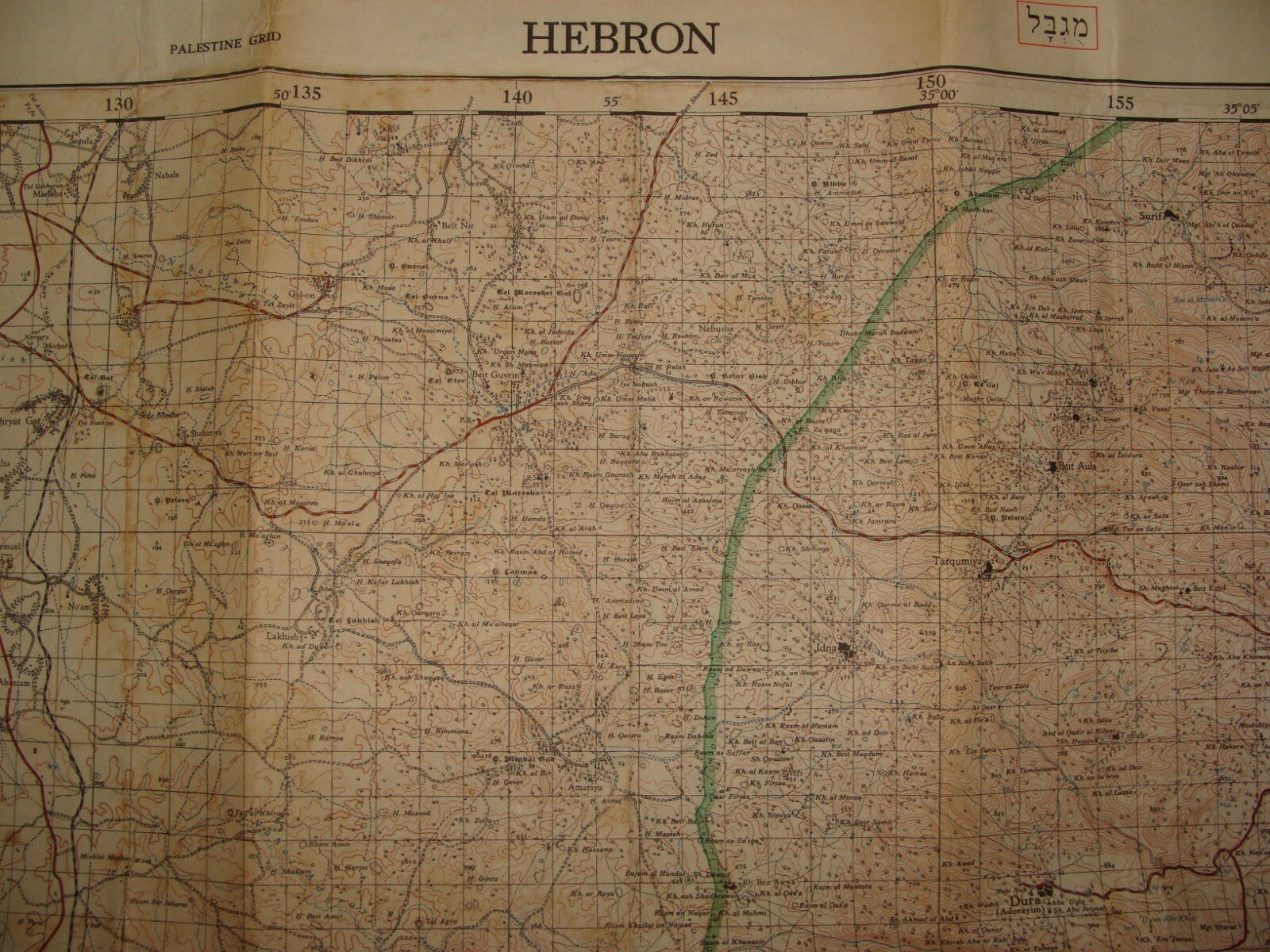 Map Palestine 1958 Israel Survey of HEBRON Hevron West Bank Arab Village