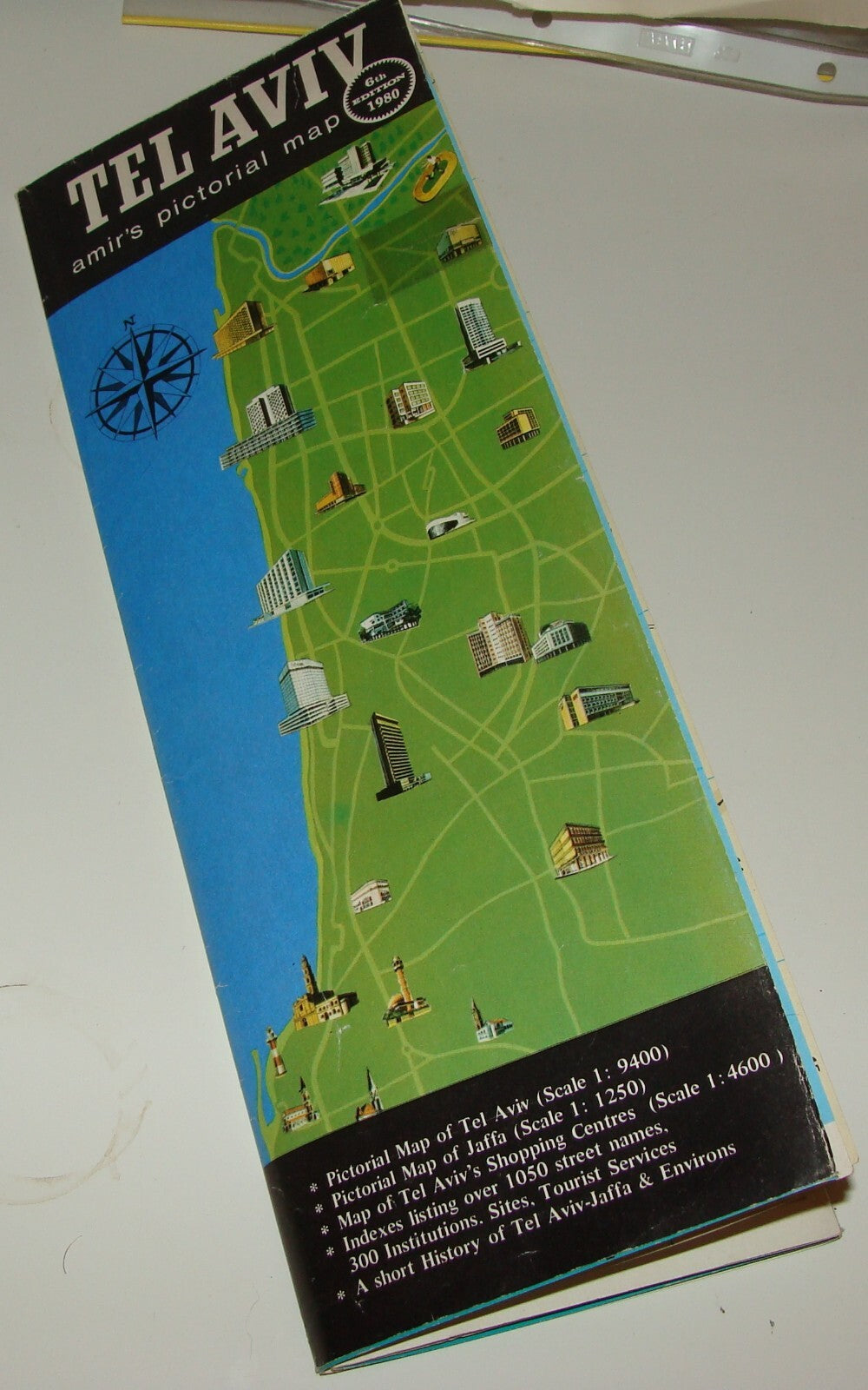 Jewish Judaica Israel TEL AVIV Pictorial Map 1980 Guide