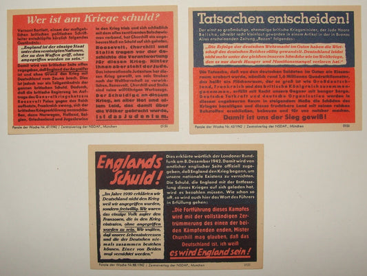 Germany Card Jewish   German WW2 Anti Antisemitic Parole Der Woche x3 1942