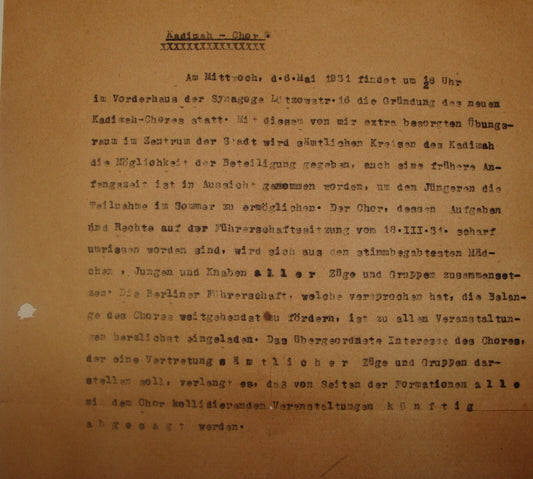 Germany Letter Jewish Judaica German 1931 KADIMAH Zionist Youth Synagogue Berlin