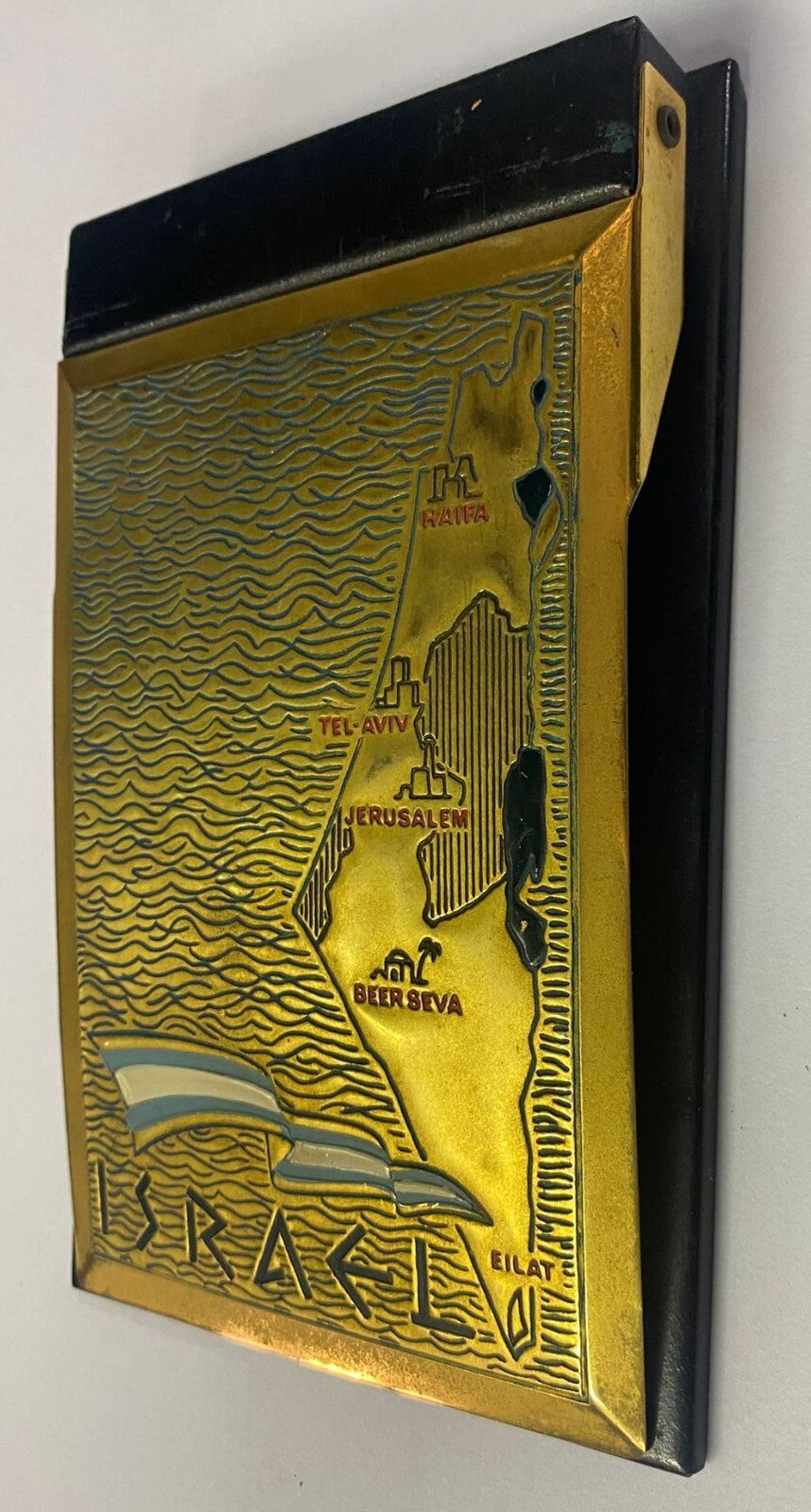 Jewish Judaica PRE 1967 Israel Israeli Map Notebook Cover Art Gilt Vintage