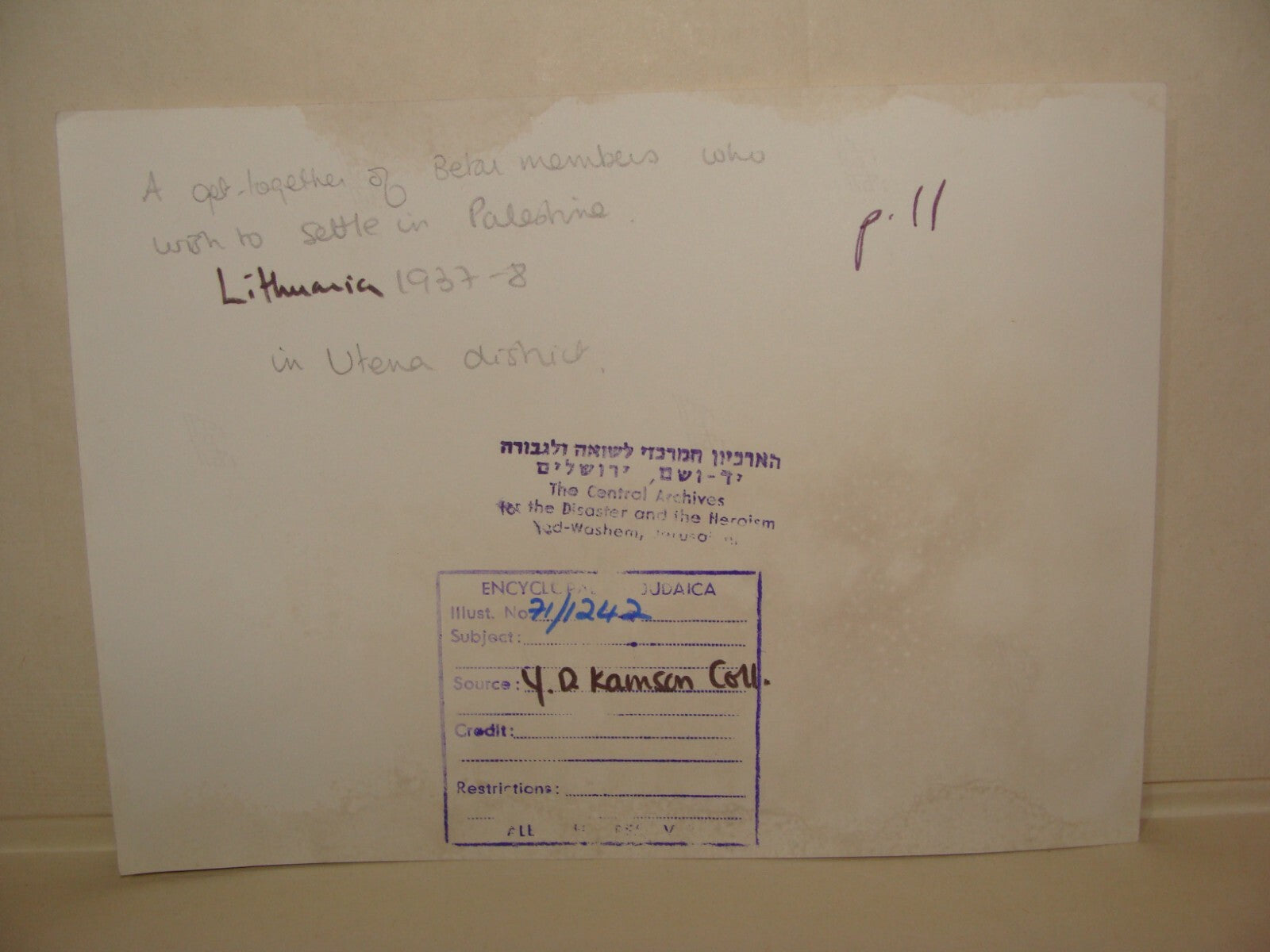 Photo Print, 1937 Lithuania Youth Movement Zionist Jews Jewish Judaica