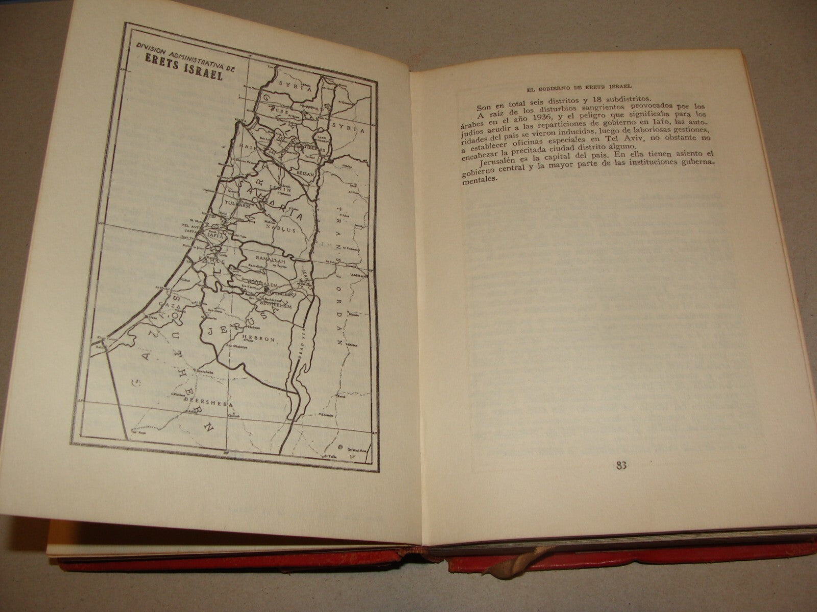Book Jewish Judaica 1946 Spanish Palestine Israel Elencave Signed Map Photo