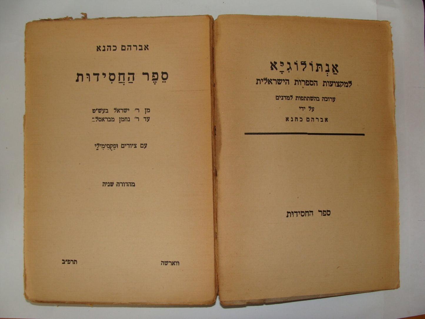 Book Jewish Judaica 1922 Poland Warsaw Chassidic אברהם כהנא ספר החסידות Hebrew