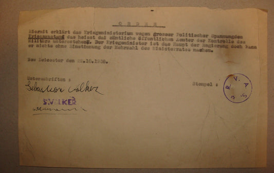 Letter Jewish Judaica WWII 1938 New Leicester German SEBASTIAN VOLKER Signed