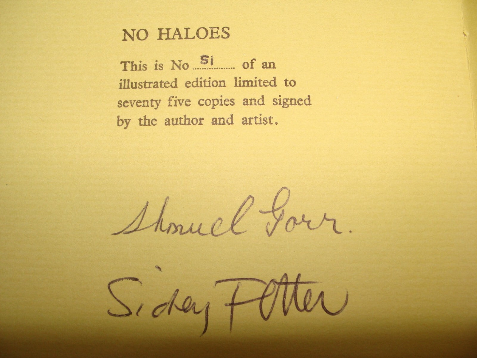 Book Jewish Judaica Rabbi Shmuel Gorr Signed 1968 No Haloes Poetry Art Woodcut