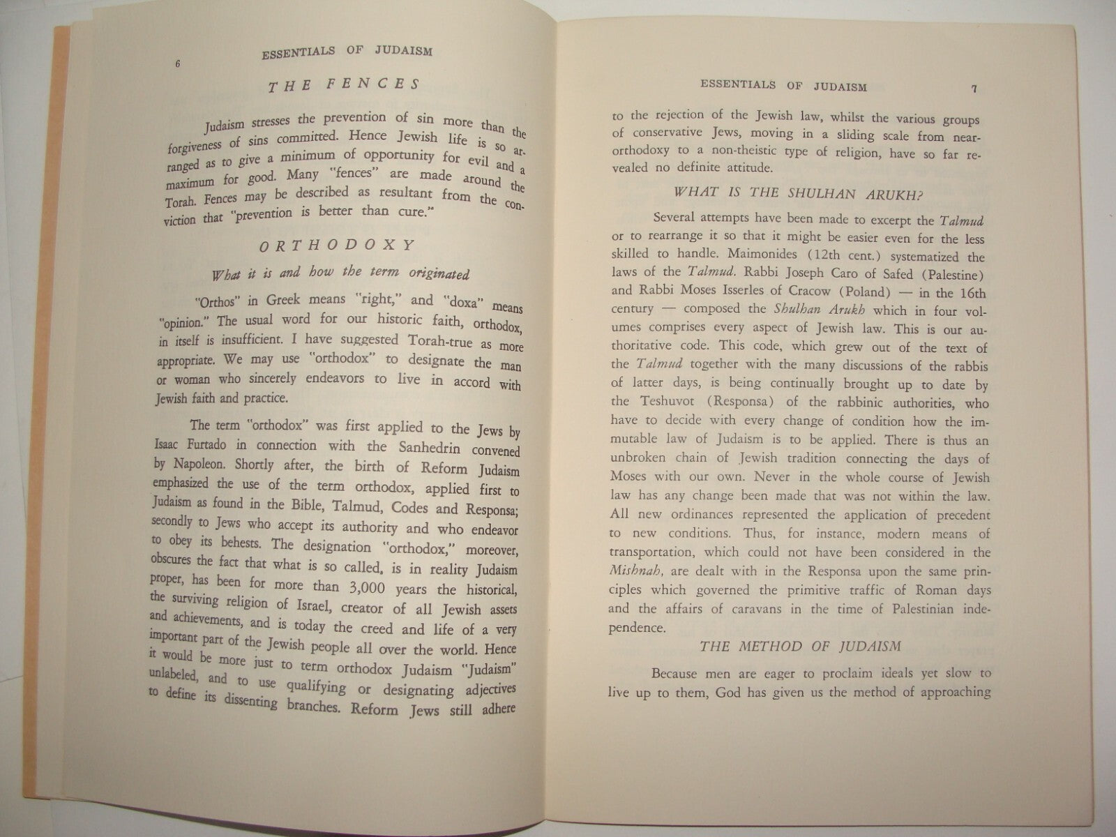 Booklet Jewish Judaica 1957 Rabbi Leo Jung Essentials of Judaism New York USA