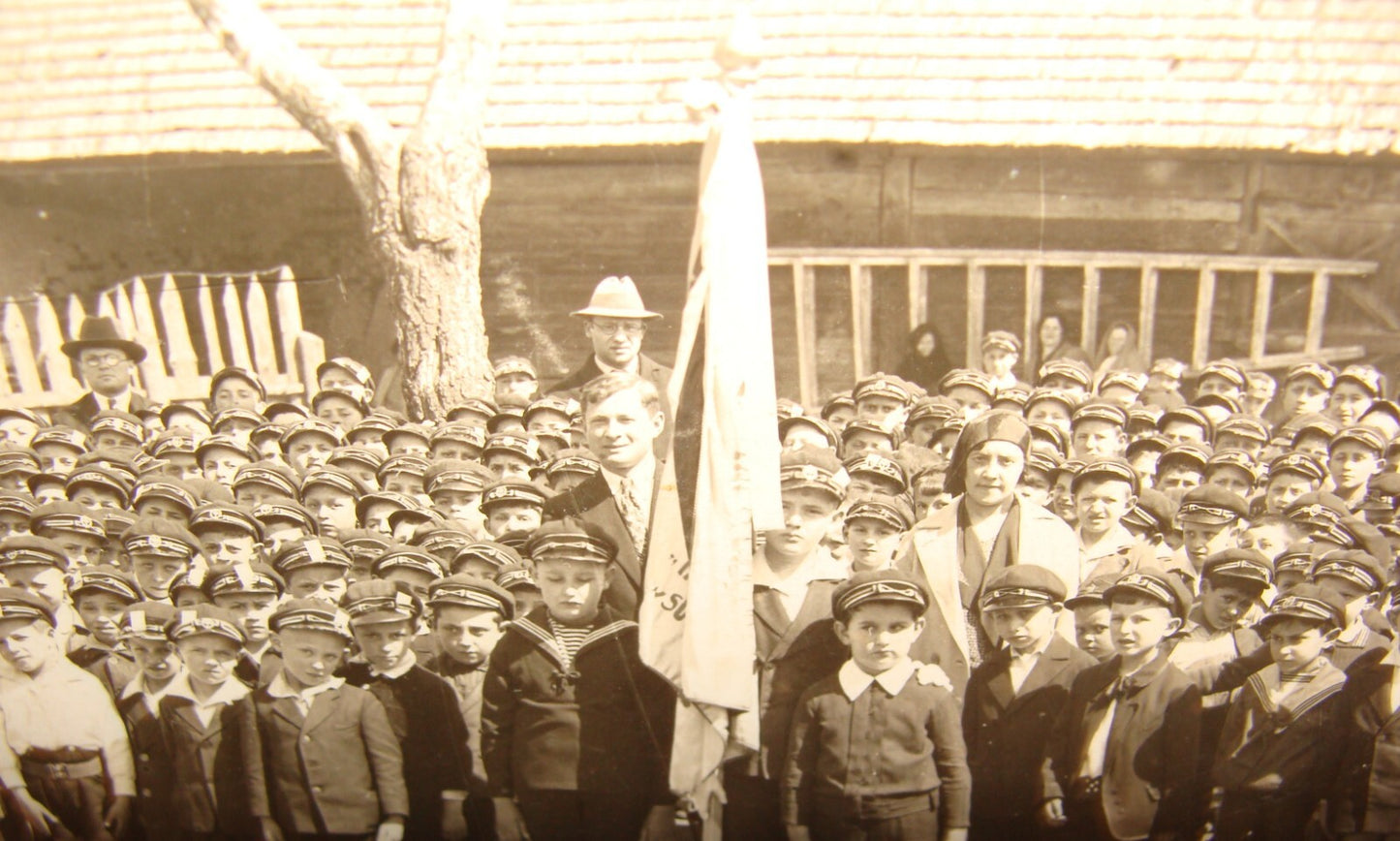 Photo Jewish Card Judaica 1930s Poland Hebrew Zionist School Kids Children