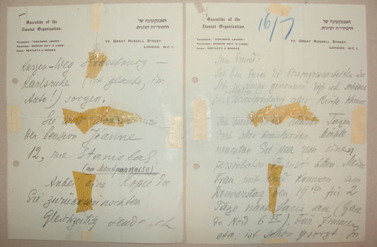 Letter Jewish Judaica 1920s? London Zionist German Executive England UK Britain