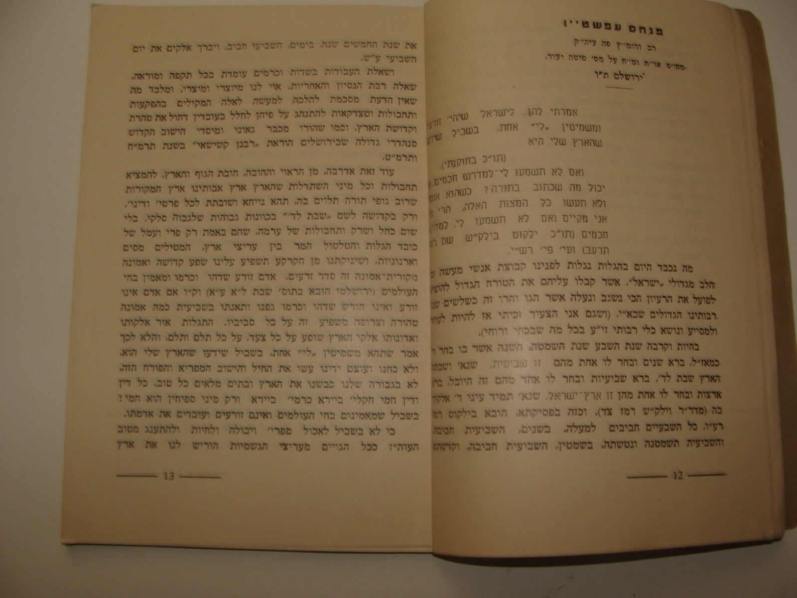 Book Jewish Judaica Palestine Israel Jerusalem Rabbi ערך שביעית Shemita Year