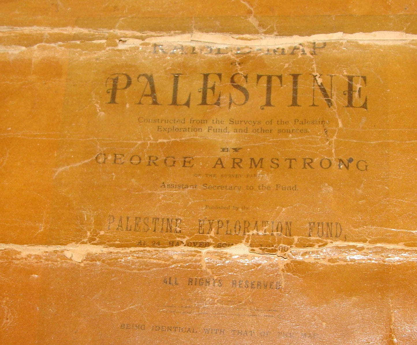 MAP Palestine RARE Antique 1890s RAISED OF Map Exploration Fund George Armstrong