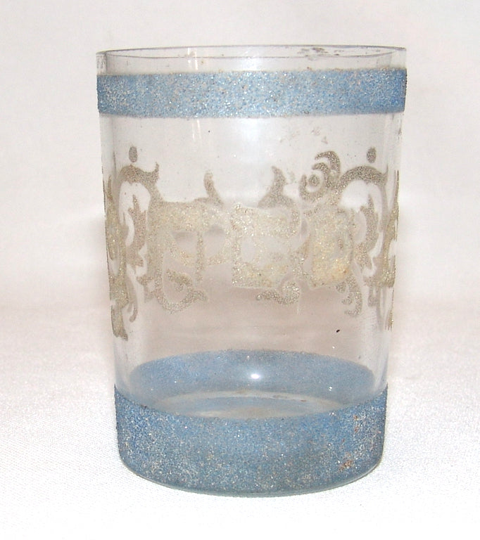 Jewish Judaica Pass over Pesach glass, blue decoration