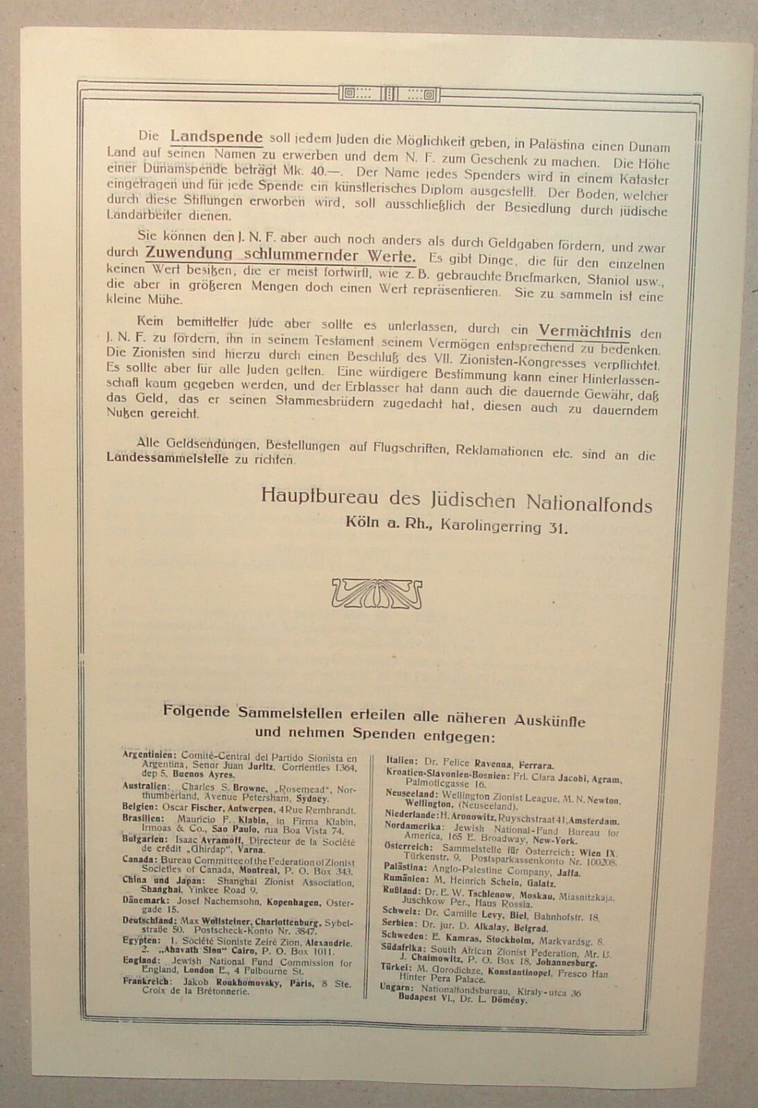 Germany Pamphlet Jewish National Fund RARE Judaica 1910s German Zionist Zionism