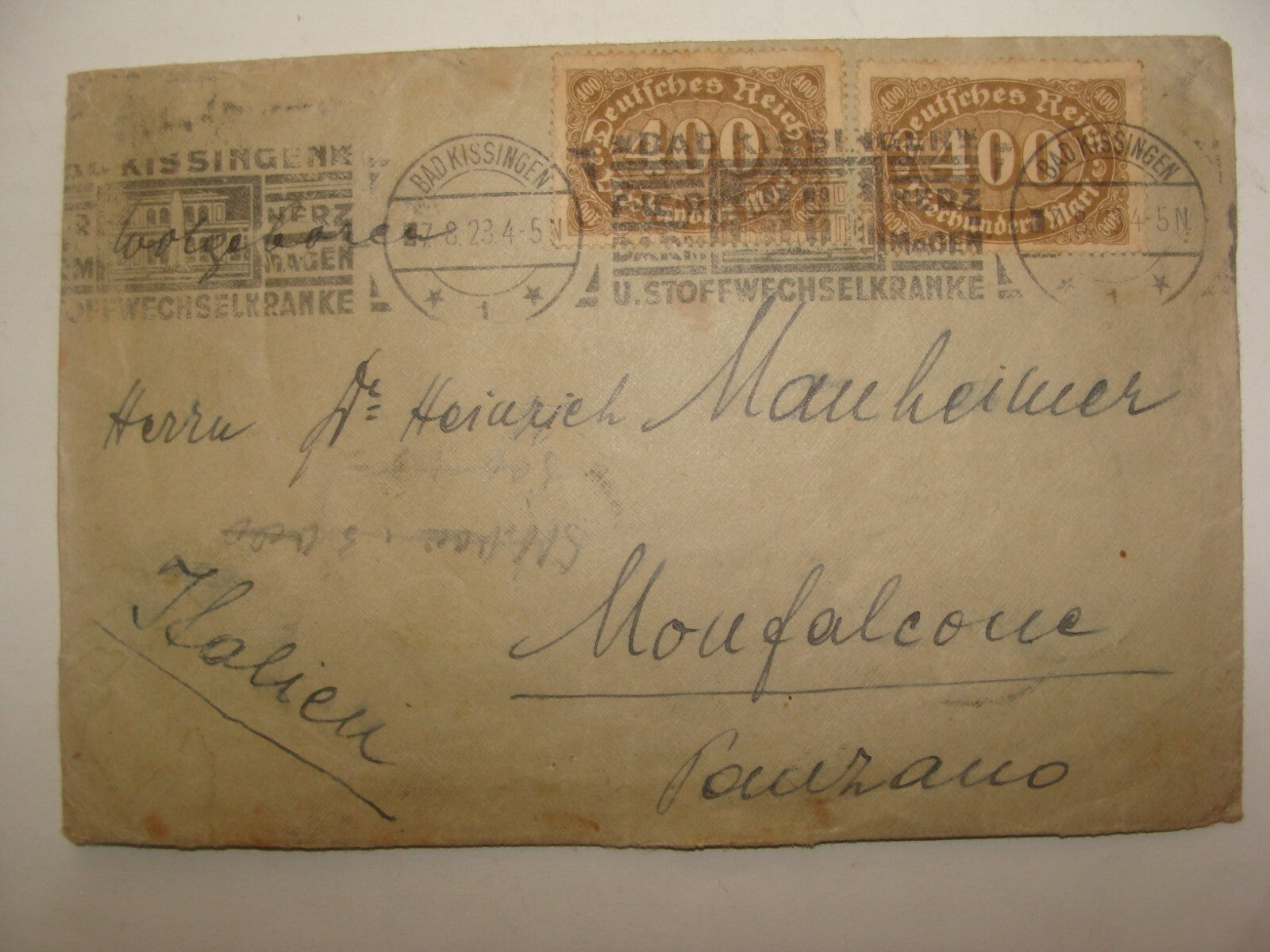 Germany 1923   Bad Kissingen Stamp Cover Deutsches Reich