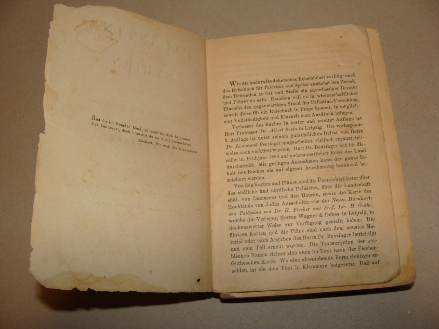 Book Palestine 1891 AND SYRIA Baedeker Travel Map Guide *Condition