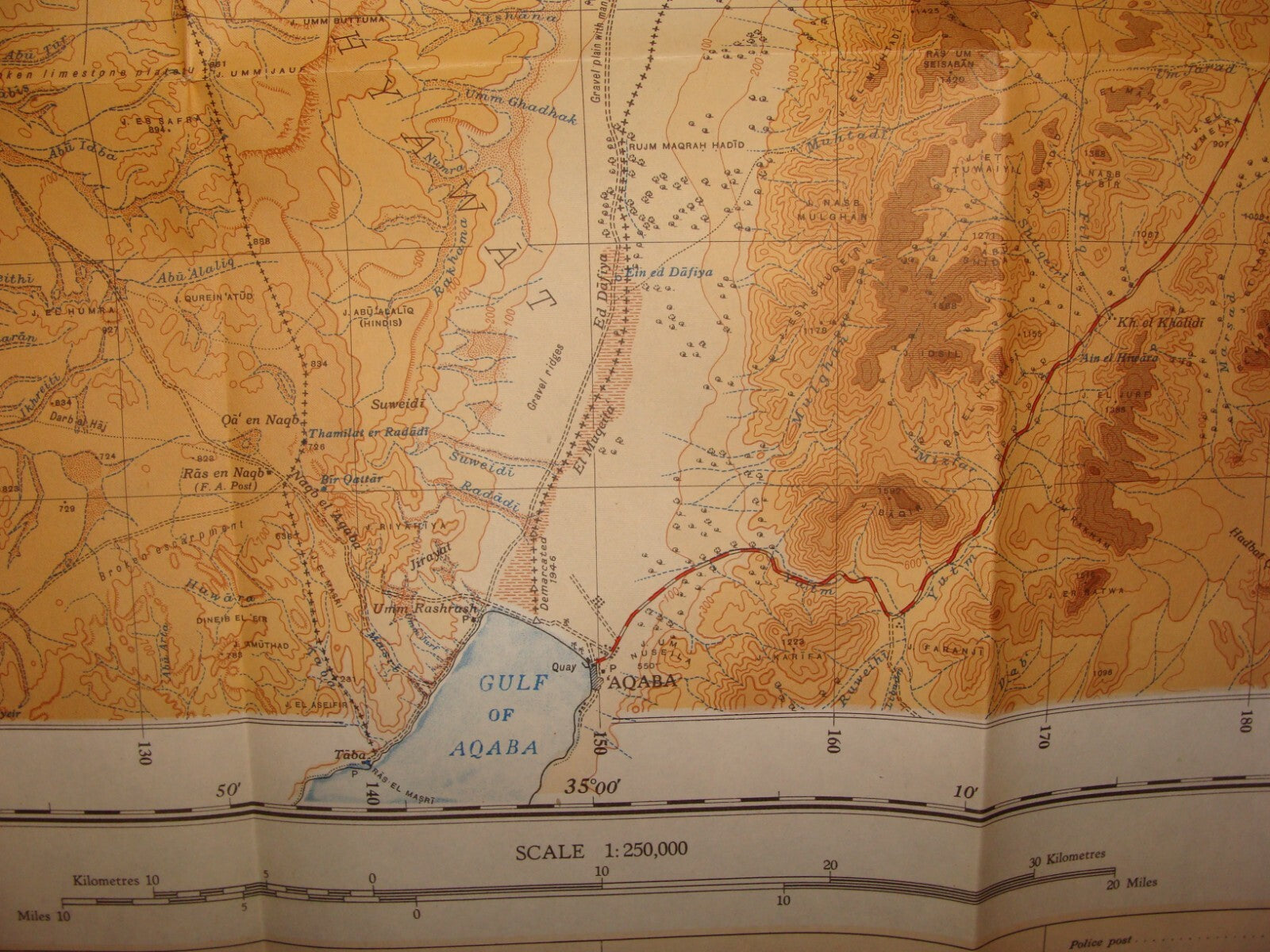1946 Palestine Israel South NEGEV Map Egypt Sinai Trans Jordan