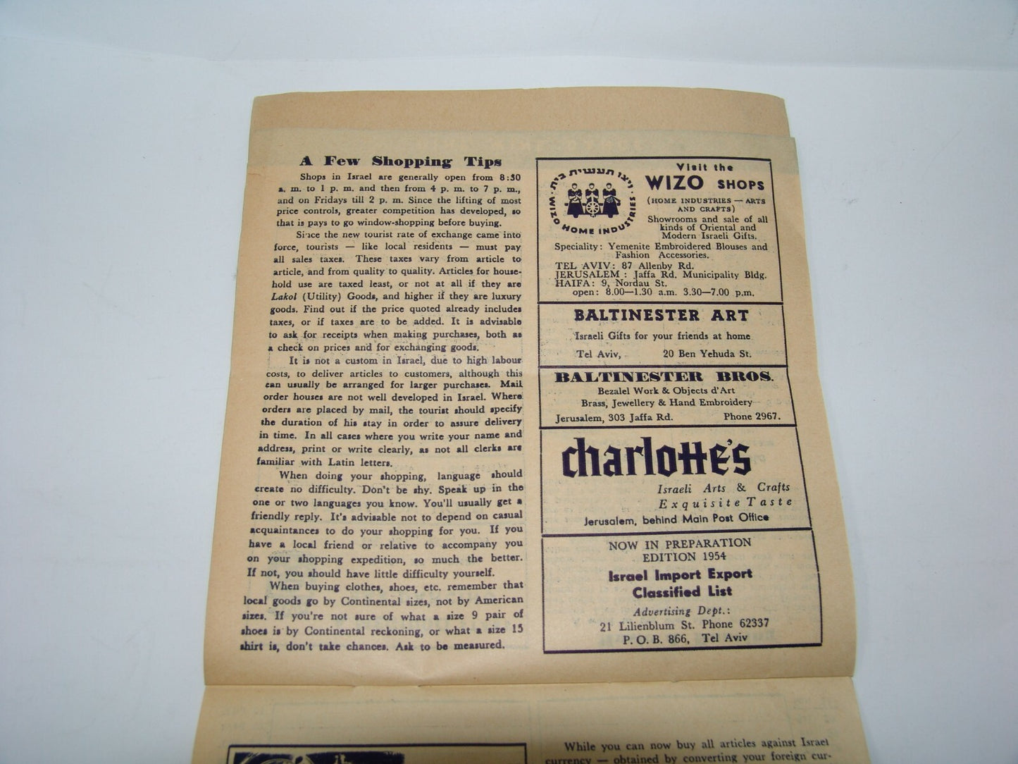 ad Jewish israel israeli tourist guide forthnightly december 1953 travel