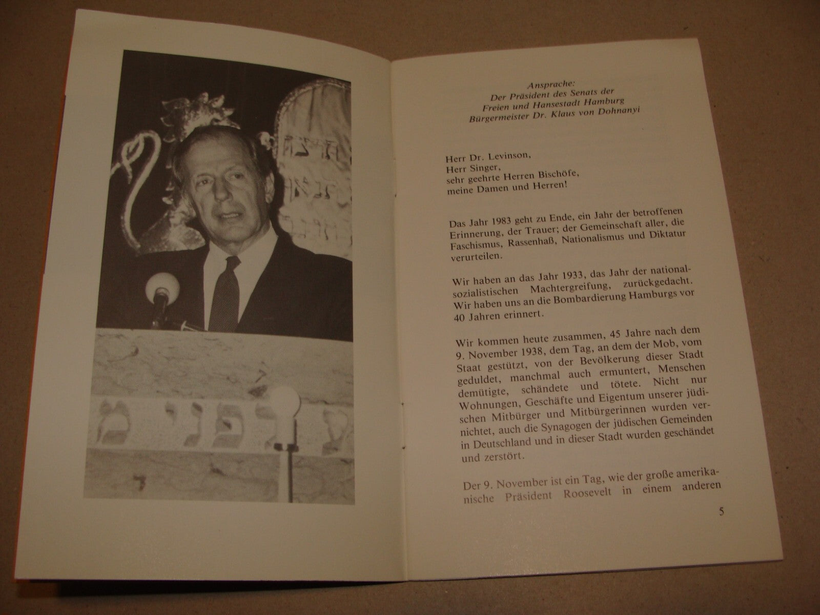 Germany Jewish Judaica German Hamburg Synagogue 1938 Kristallnacht 45 Years 1983