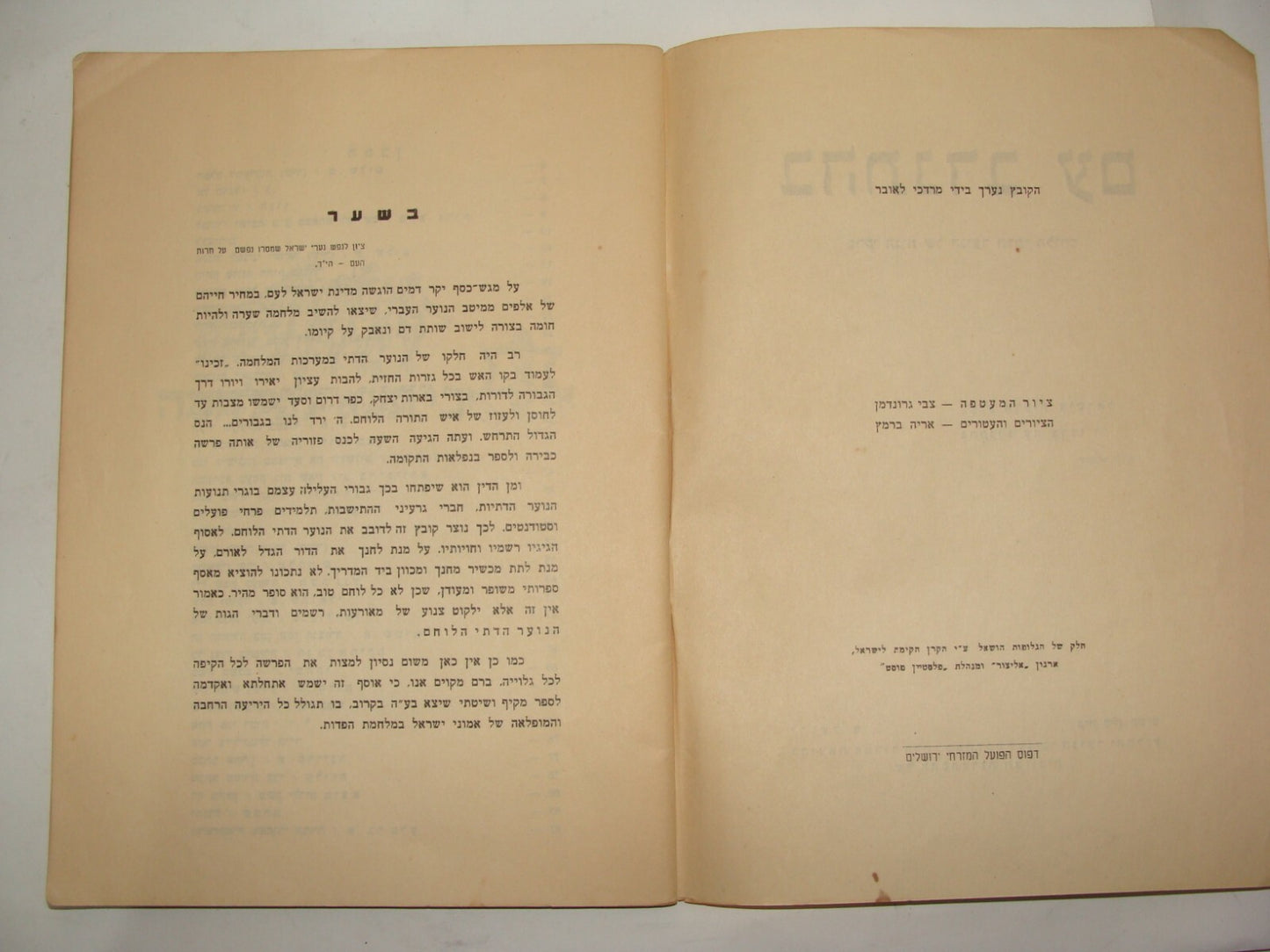 Booklet Jewish Israel Army Judaica 1949 Israeli Hebrew Zionist Youth Military