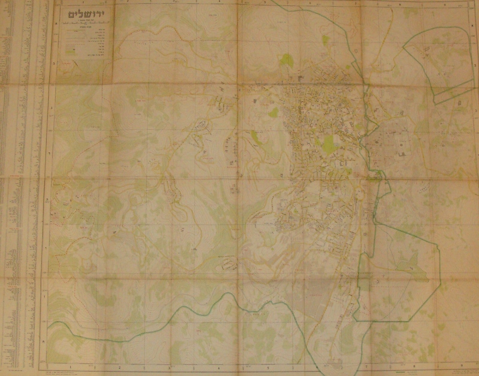 Map Israel 1958 JERUSALEM Hebrew 1:10,000 Large Size 82x107 cm