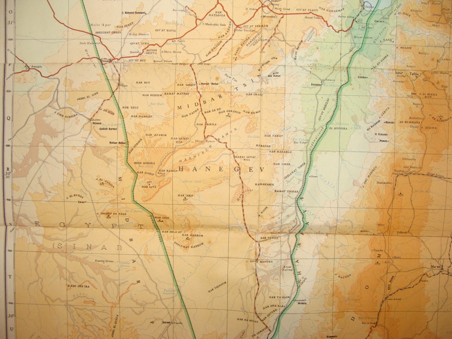 Map Jewish ISRAEL 1958 10th Anniversary Green Line 1:500,000