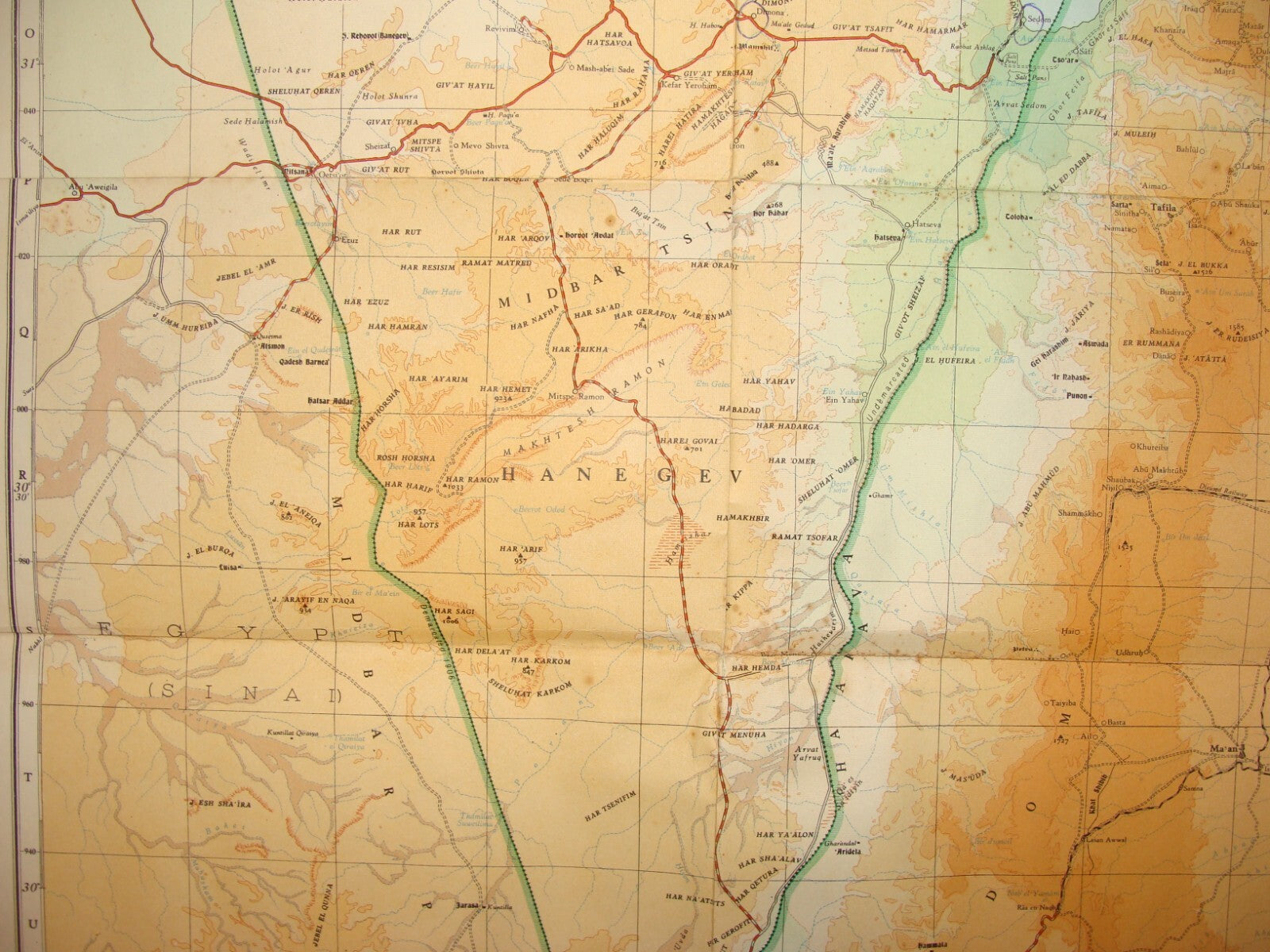Map Jewish ISRAEL 1958 10th Anniversary Green Line 1:500,000