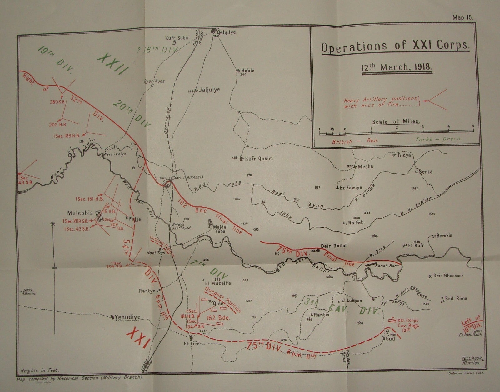 Palestine Israel Map Army Military WWI Turkish British Army Military