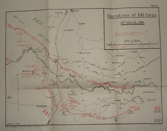 Palestine Israel Map Army Military WWI Turkish British Army Military