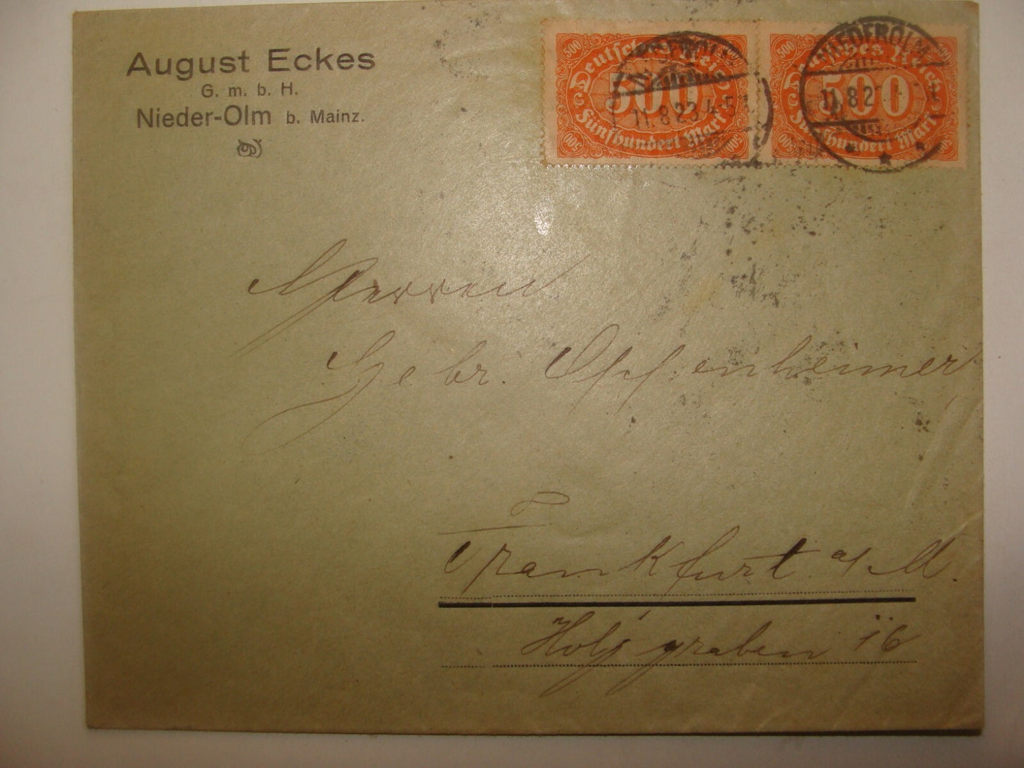 Germany 1923   Stamp Cover AUGUST ECKES