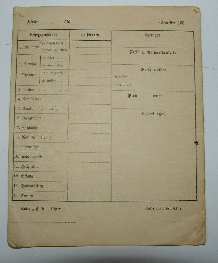 Germany Jewish Judaica Montabaur STERN School Certificate German 1880's