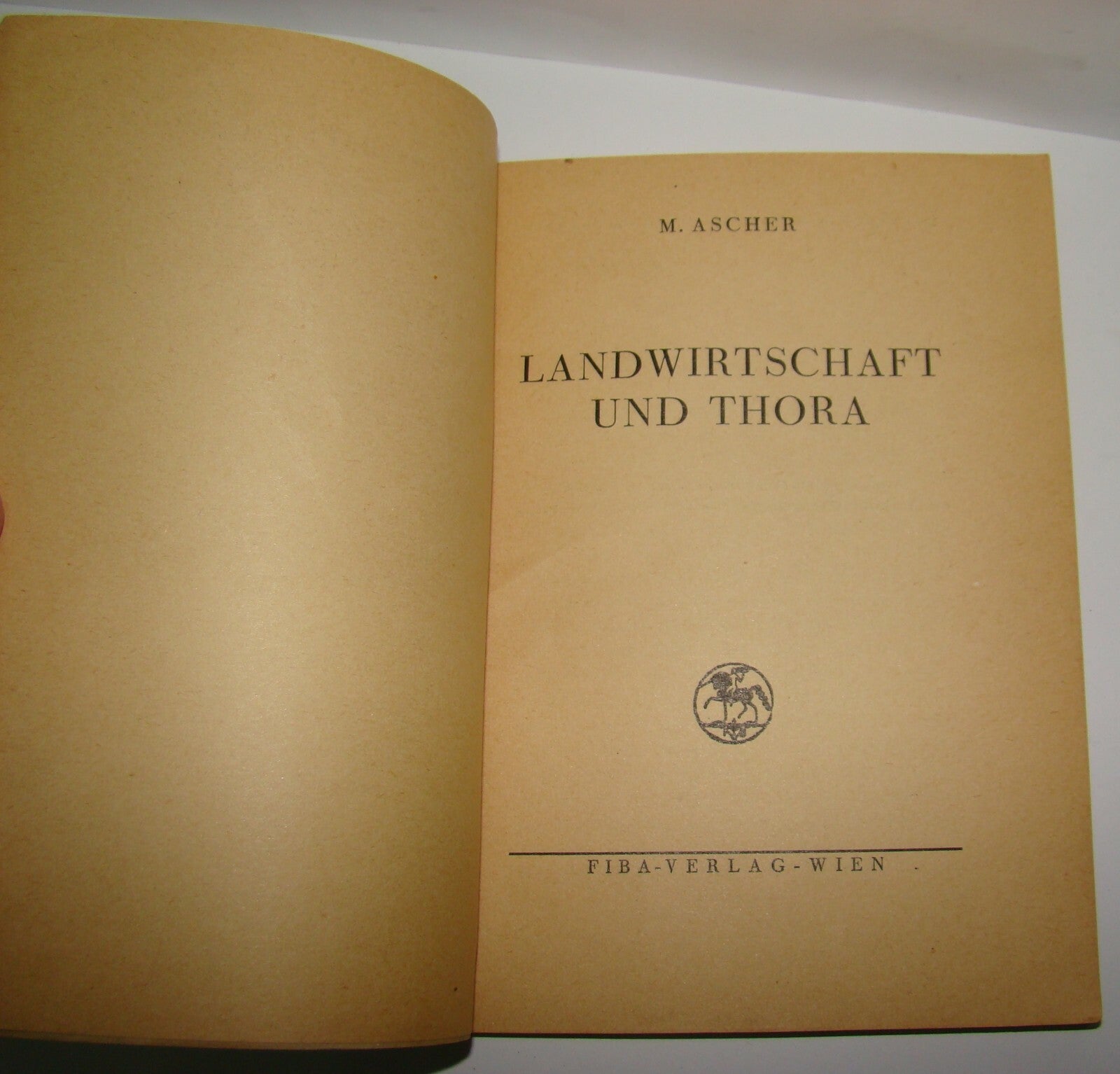 Book Jewish Judaica Wien 1935 Landwirtschaft und Thora M. Ascher Zionism Zionist