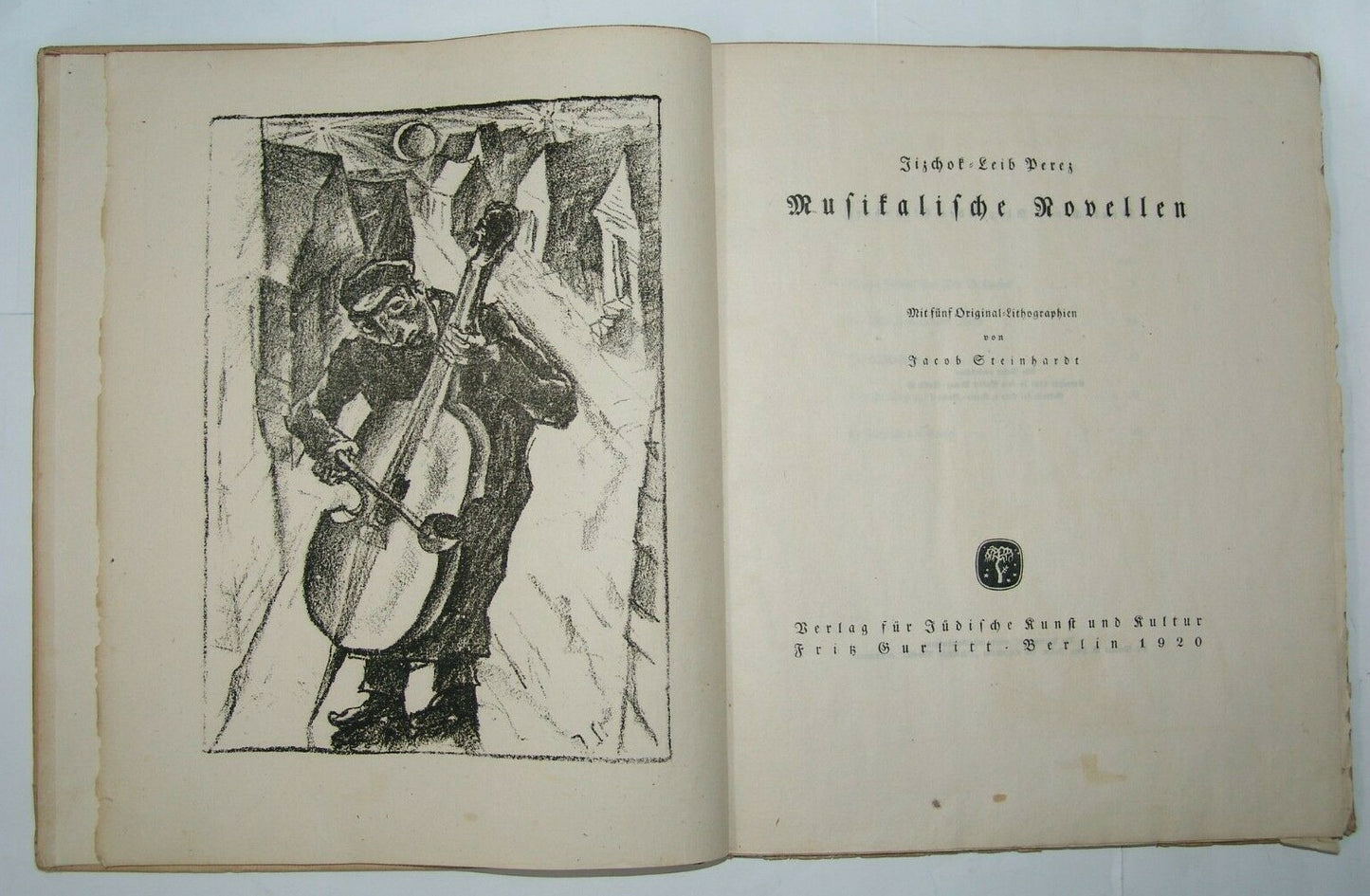Book Jewish Berlin Musikalische Novellen I L Peretz Steinhardt lithography 1920