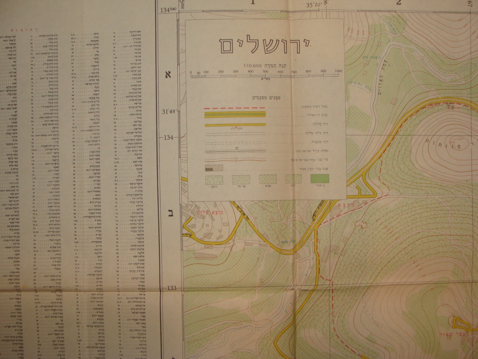 RARE Jewish Judaica Israel JERUSALEM Map Topographical 1966 PRE SIX DAY WAR