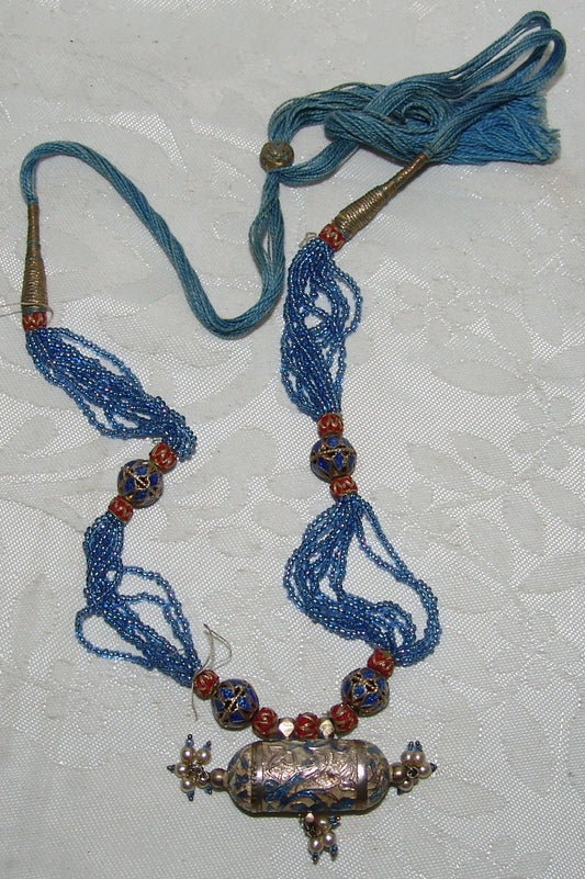 antique vintage ? china chinese japan middle east ? silver enamel pendant ethnic