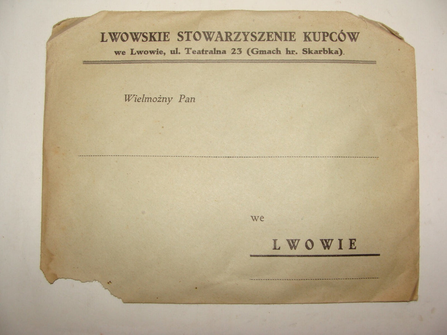 lwowskie stowarzyszenie kupcow Poland Lwow Merchants Association Cover Envelope