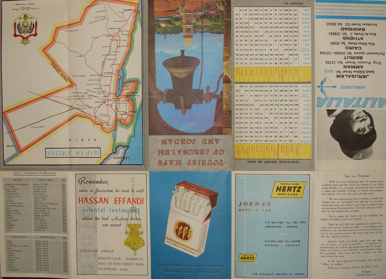 Map Israel "NO MANS LAND" JORDAN JERUSALEM Pre 1967 Six Day War Guide Brochure