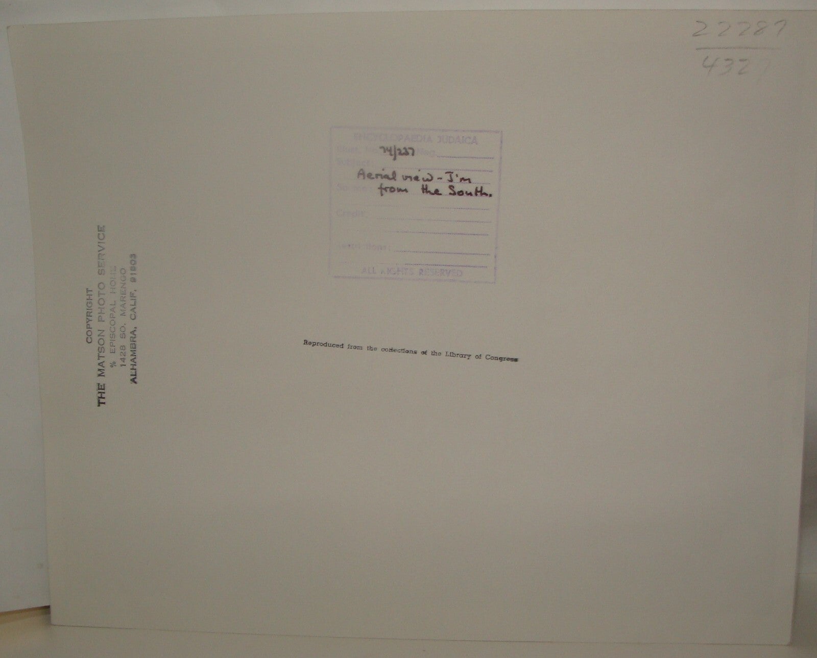 Photo Print, Jewish Judaica Palestine Israel Jerusalem View From The South 1920s