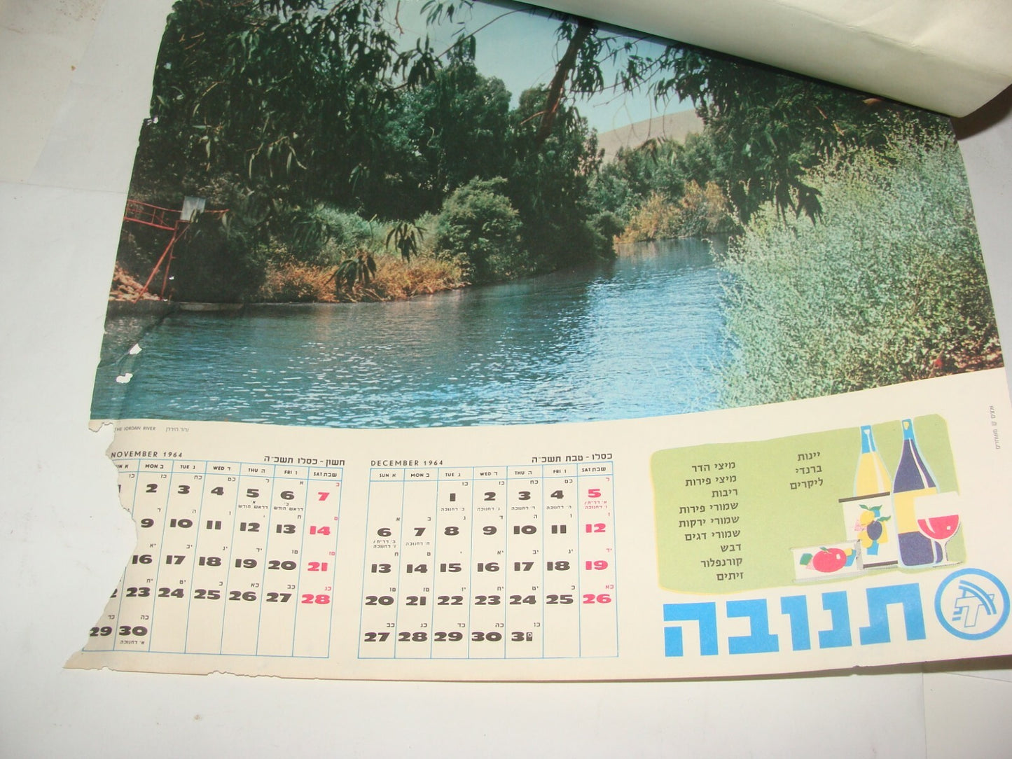 Jewish Israel Israeli Vintage 1964 Hebrew Food Company Dairy TNUVA Calendar