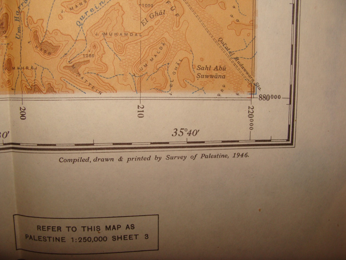 1946 Palestine Israel South NEGEV Map Egypt Sinai Trans Jordan