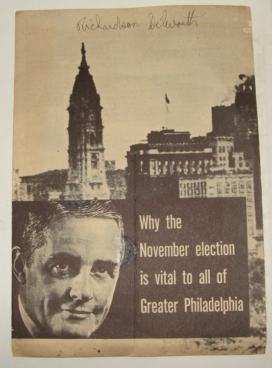 USA 1950 Philadelphia Pennsylvania Mayor Elections Richardon Dilworth Propaganda