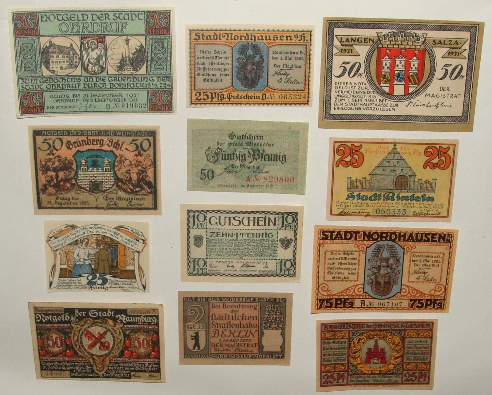 Germany 1920s German NOTGELD HUTSCHEIN Paper Money Note Set Banknote