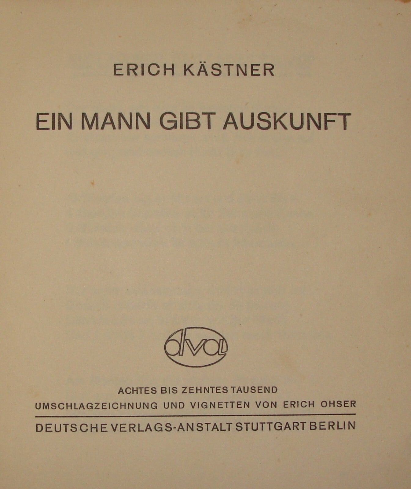 Germany Erich Kastner Ein Mann gibt Auskunft Book German   1930