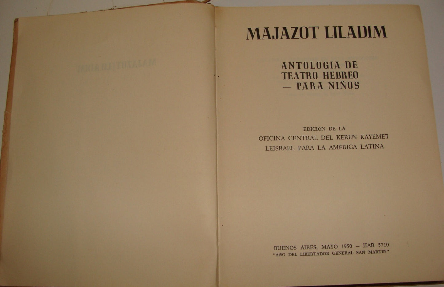 Book Jewish Judaica 1950 Argentina Buenos Aires Children Kids Theater Spanish