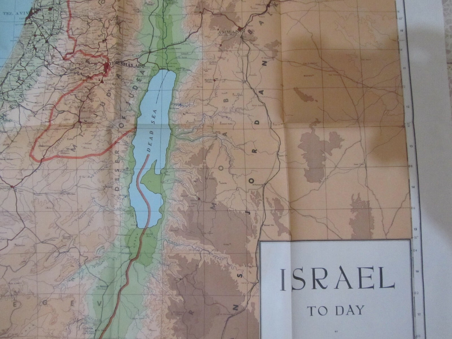 Map Jewish RARE 1952 ISRAEL An Up To Date of The Holy Land Hebrew Settlements