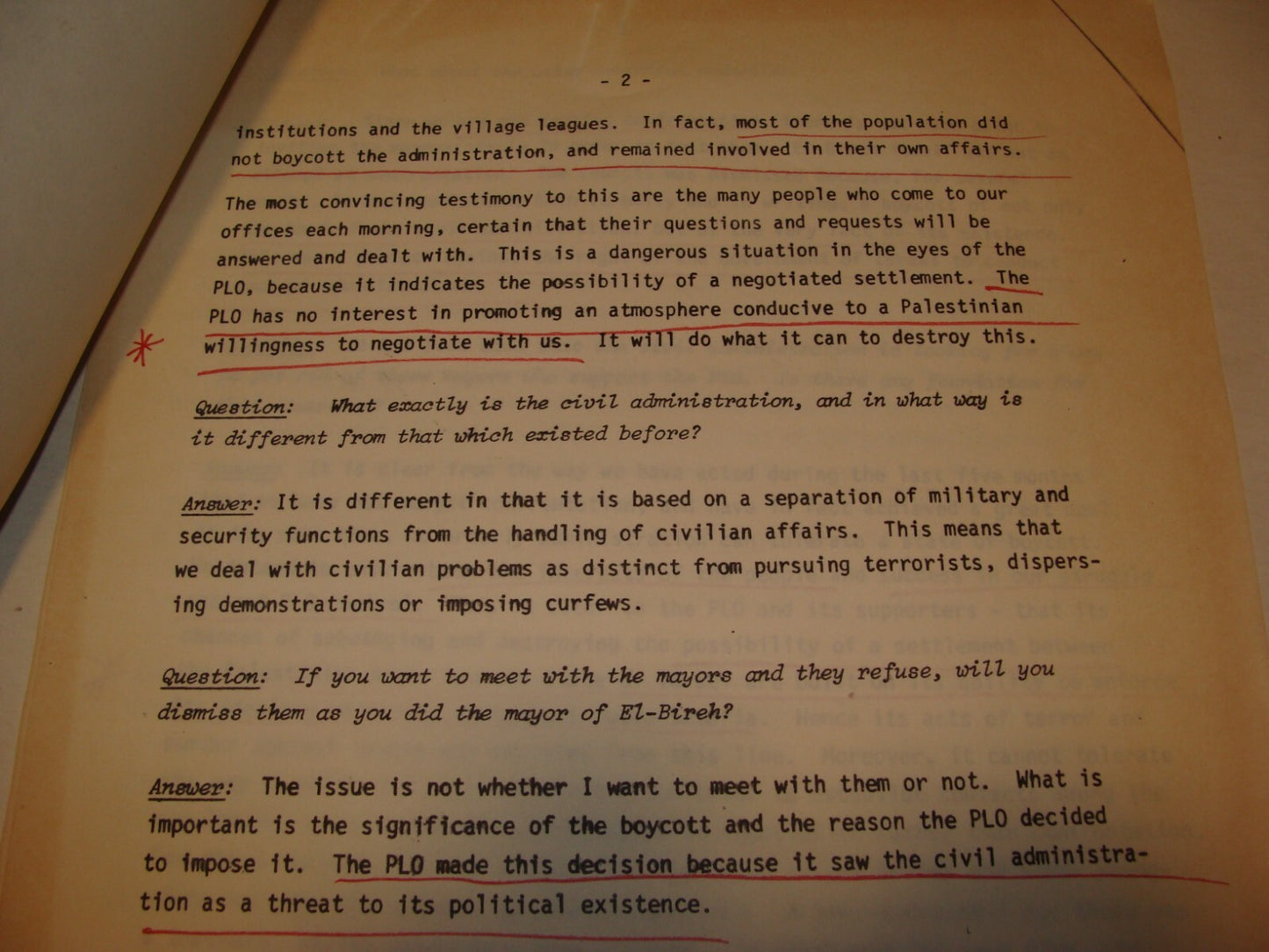 Jewish ISRAEL 1982 Israeli Foreign Affairs Brief Arab West Bank Palestine PLO