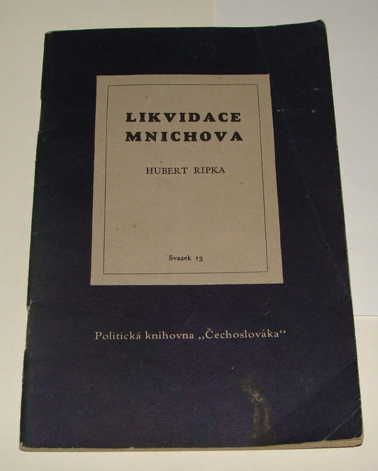 Post World War II Czech Czechoslovakia Hubert Ripka Munich Liquidation Booklet