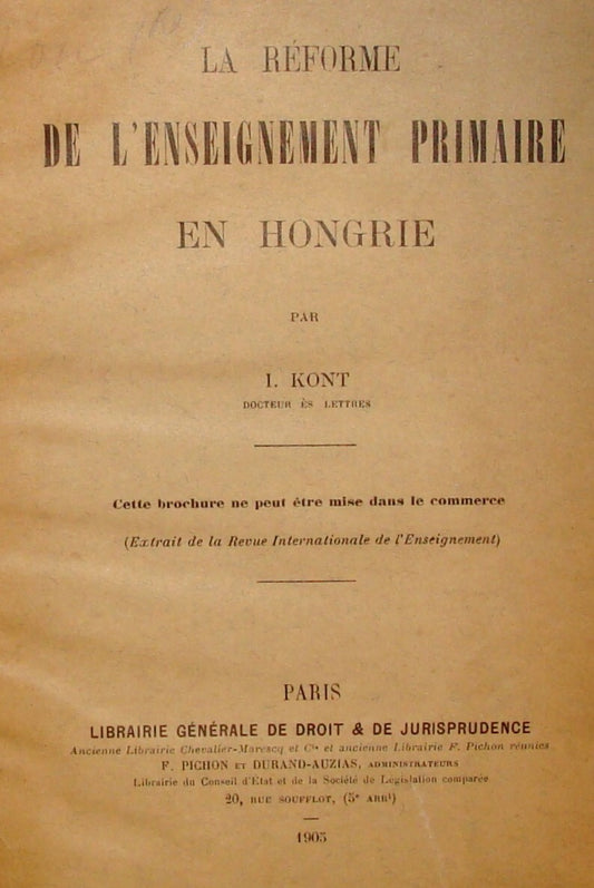 1905 France French Paris Book Hungary School Education Reform By Kont