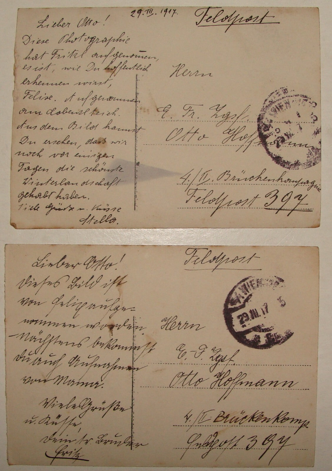 Germany Card Jewish Soldier Photo Postcard Letter FELDPOST WWI 1917 German Army