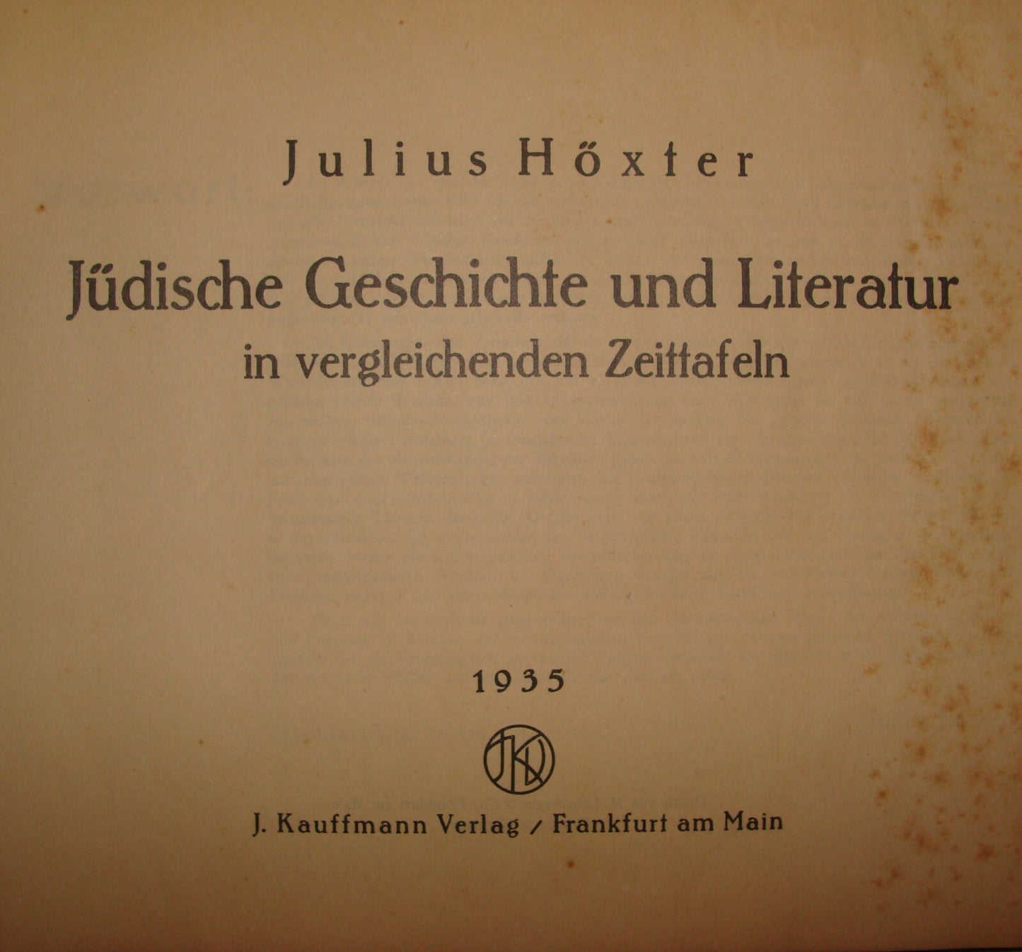 Germany Book Jewish Judaica 1935 German   Literature History Julius Hoxter
